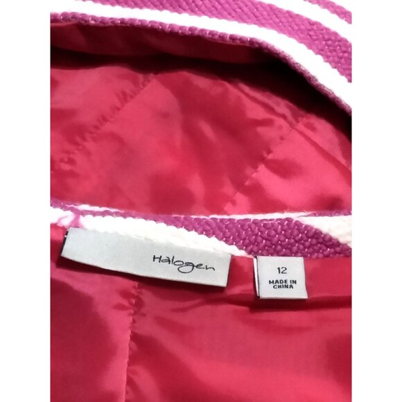 Halogen Pink White Striped Sleeveless Side Pockets Back Cutout  Dress Size 12 - Picture 11 of 12